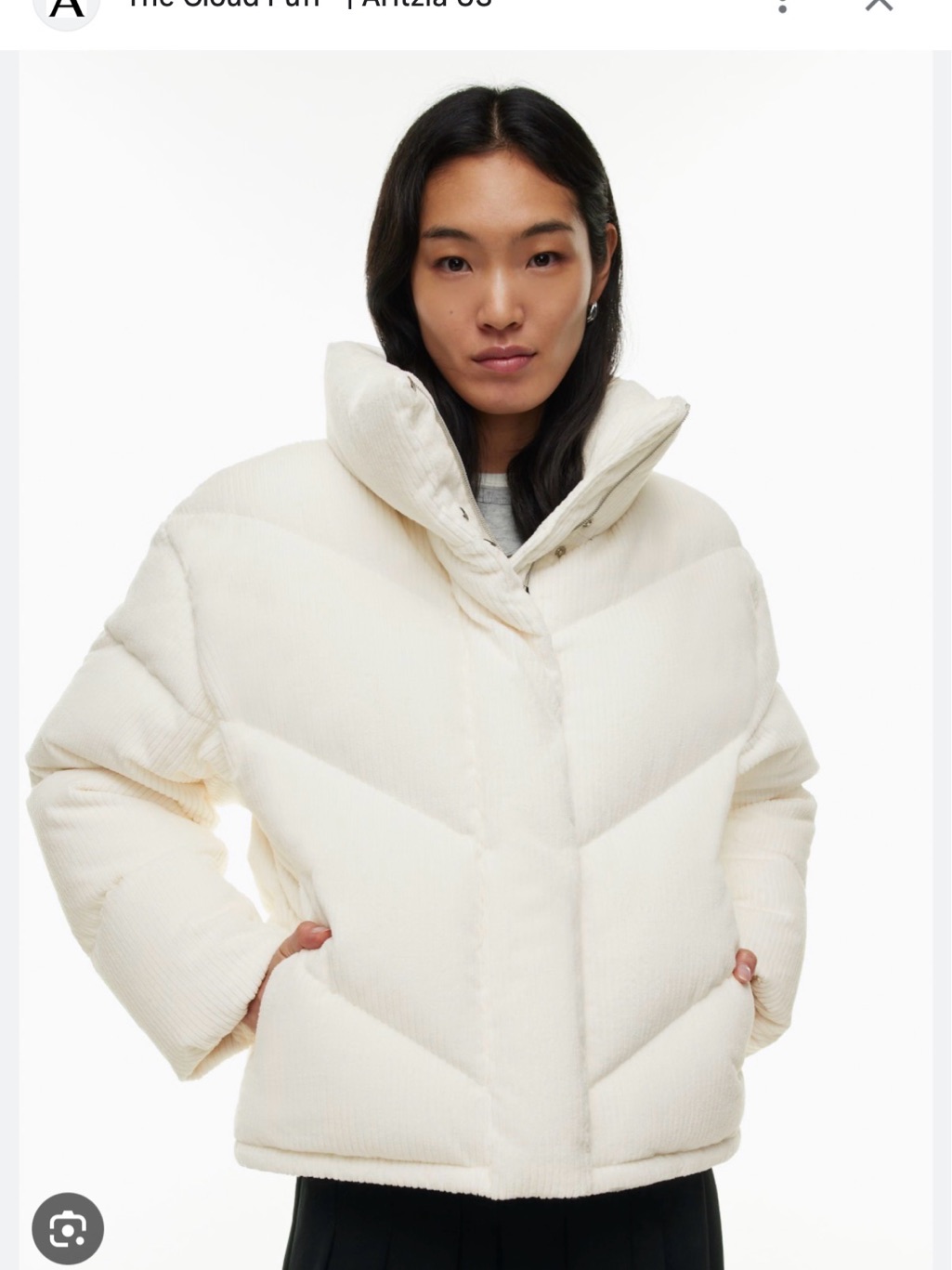 Wilfred Cream Corduroy Chevron Puffer Jacket